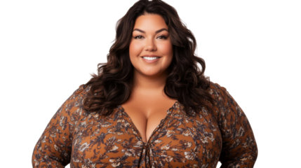 Plus size woman, isolated on transparent background