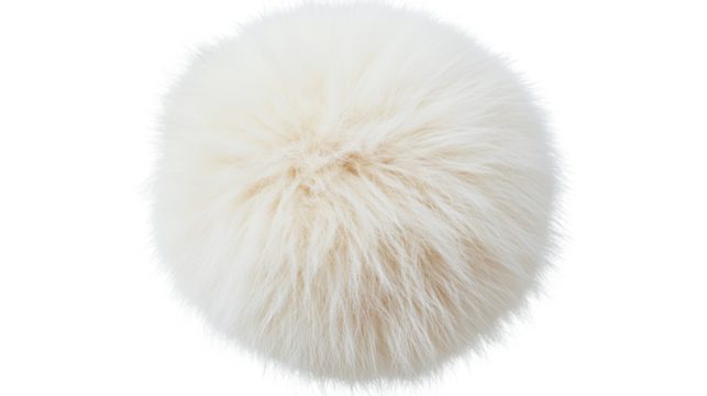 Pom pom fur in a soft, fluffy texture, suitable for winter fashion or DIY craft projects, isolated on transparent background