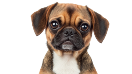 Puggle pug beagle, isolated on transparent background