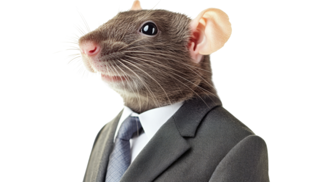 Rat in business suit, isolated on transparent background