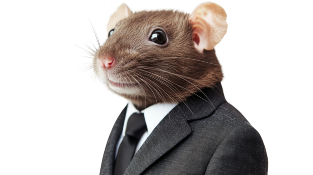  Rat in business suit, isolated on transparent background