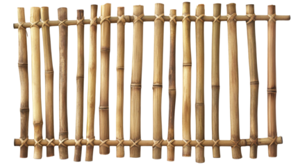 Rectangular bamboo mat with vertical sticks laid , isolated on transparent background