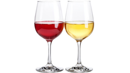 Naklejka premium Red and white wine in glass, isolated on transparent background