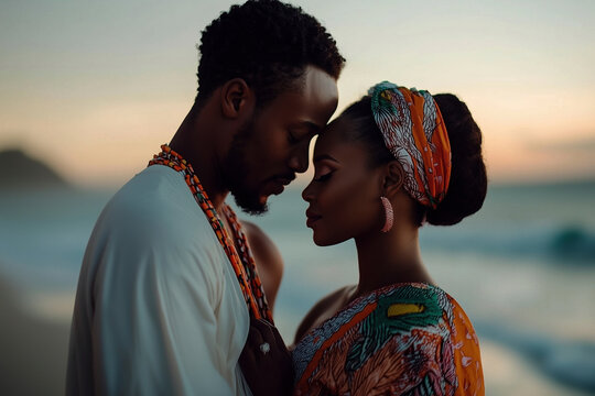 Tender Embrace: A Couple's Intimate Moment on the Beach at Sunset