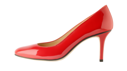 Red high heel shoe, isolated on transparent background