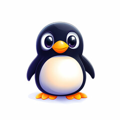 Cute cartoon penguin with big eyes and a cheerful expression, perfect for children's illustrations and fun designs.
