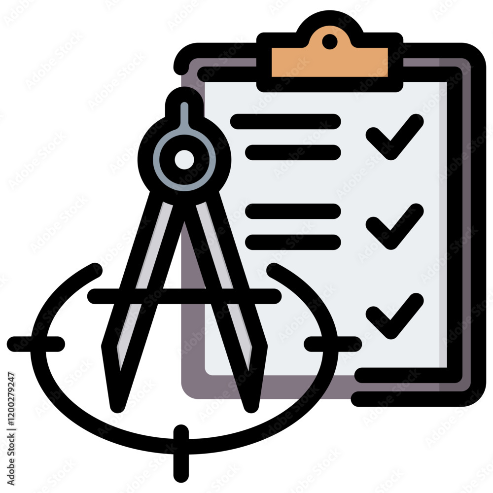 Poster calibration report outline color icon