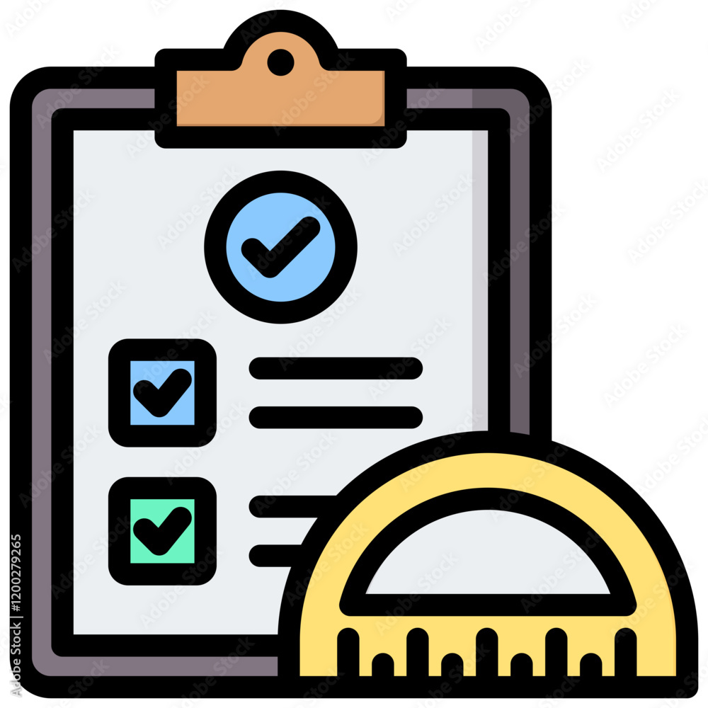 Poster measurement report outline color icon