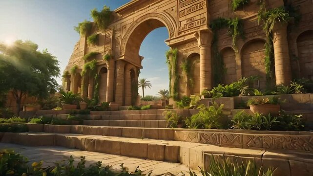stunning hanging Gardens of Babylon Iraq sunny day

