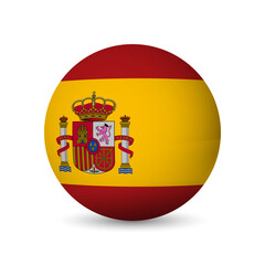 Obraz premium Spain flag - 3D sphere in colours of flag representing a country cultural identity and heritage. The essence of national pride and unity. Vector object on white background.