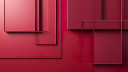 Cherry red, fashion color of the season 2025, art trend design, geometric banner in shades of deep red