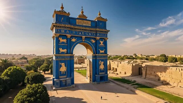 stunning Ishtar Gate Iraq sunny day

