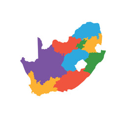 Multicolor South Africa map political regions simple flat vector