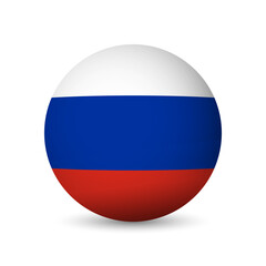 Fototapeta premium Russia flag - 3D sphere in colours of flag representing a country cultural identity and heritage. The essence of national pride and unity. Vector object on white background.