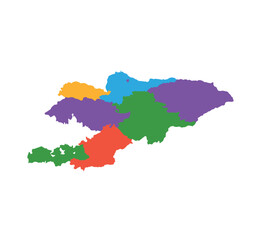 Fototapeta premium Multicolor Kyrgyzstan map political regions simple flat vector