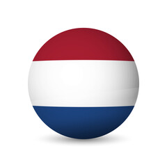 Netherlands flag - 3D sphere in colours of flag representing a country cultural identity and heritage. The essence of national pride and unity. Vector object on white background.