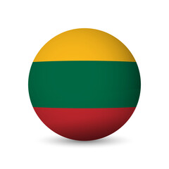 Lithuania flag - 3D sphere in colours of flag representing a country cultural identity and heritage. The essence of national pride and unity. Vector object on white background.