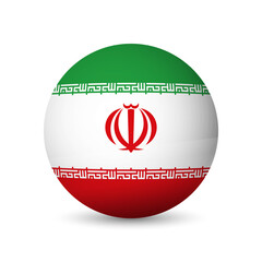 Fototapeta premium Iran flag - 3D sphere in colours of flag representing a country cultural identity and heritage. The essence of national pride and unity. Vector object on white background.