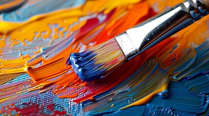 Fototapeta premium Artist's brush painting vibrant colors