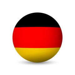 Germany flag - 3D sphere in colours of flag representing a country cultural identity and heritage. The essence of national pride and unity. Vector object on white background.