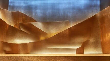 This image presents an abstract composition with golden hills and blue skies, creating a stylish and elegant scene.