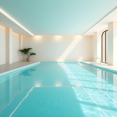 pastel liminal space swimming pool interior	