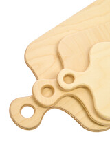 A set of wooden cutting board white background