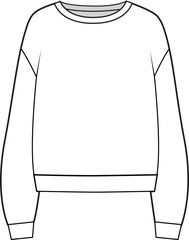 Regular Fit Unisex Basic Sweatshirt. Technical fashion sweatshirt illustration. Front, white color. Unisex CAD mock-up.
