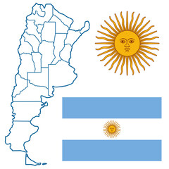 Argentina map and flag