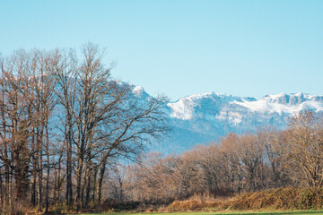 chaîne du Jura enneigée, depuis le pays de Gex