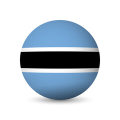 Botswana flag - 3D sphere in colours of flag representing a country cultural identity and heritage. The essence of national pride and unity. Vector object on white background.