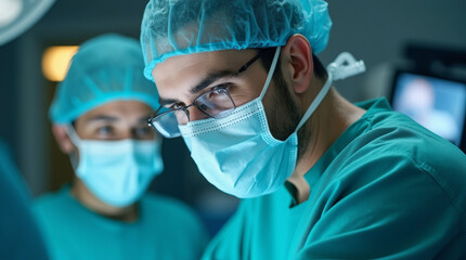 surgeon in full scrubs and mask