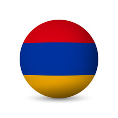 Armenia flag - 3D sphere in colours of flag representing a country cultural identity and heritage. The essence of national pride and unity. Vector object on white background.