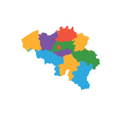 Multicolor Belgium  map political regions simple flat vector