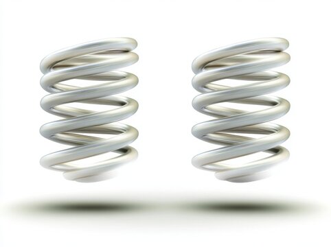 A set of isolated modern icons featuring spring coils, metal spiral springs, and metallic coils and linear spirals in silhouette. These icons represent parts like vape or machine steel coils,