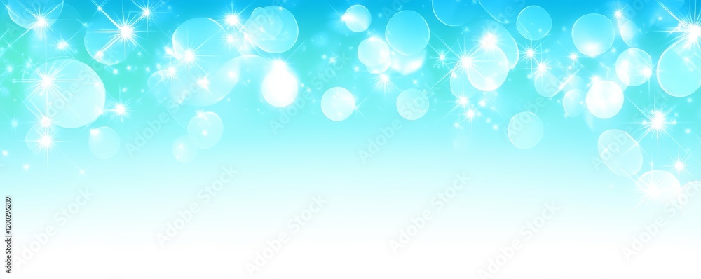 Poster abstract blue and green bokeh background evoking a christmas or spring mood with blurred bokeh circl