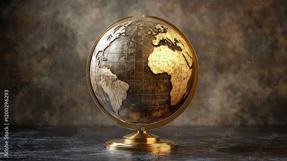 Poster hyper-realistic 3d render of a golden globe for detailed projects