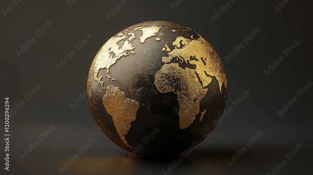 Poster hyper-realistic 3d render of a golden globe for detailed projects