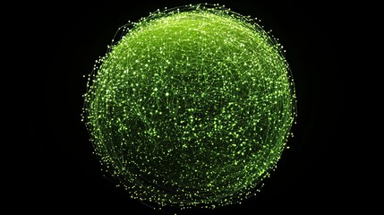 Green sphere of particles and lines, representing digital data networks.