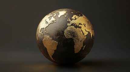 Fototapeta premium Hyper-realistic 3D render of a golden globe for detailed projects