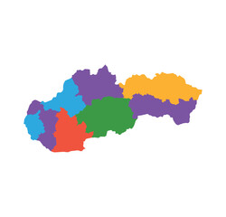 Multicolor Slovakia map political regions simple flat vector