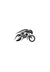 Abstract Motorbike Silhouette with Dynamic Curves and Speed Lines in Vector Style on Transparent Background