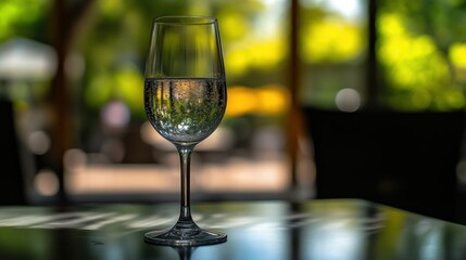 Obraz premium Sparkling Water in a Glass, Refreshing Drink Outdoors