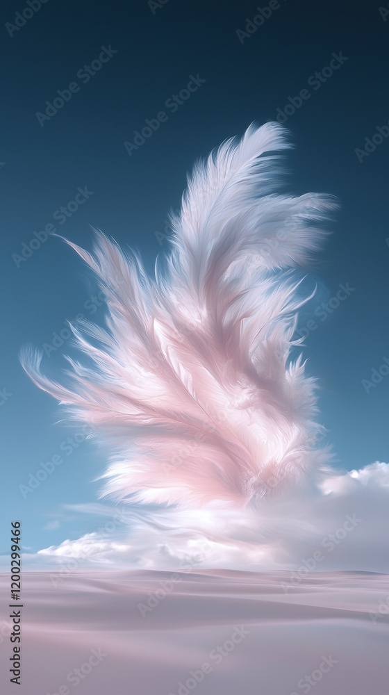 Poster a large cloud of feathers is floating in the sky