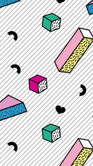 Memphis Background Retro Background With Different Color Figures
