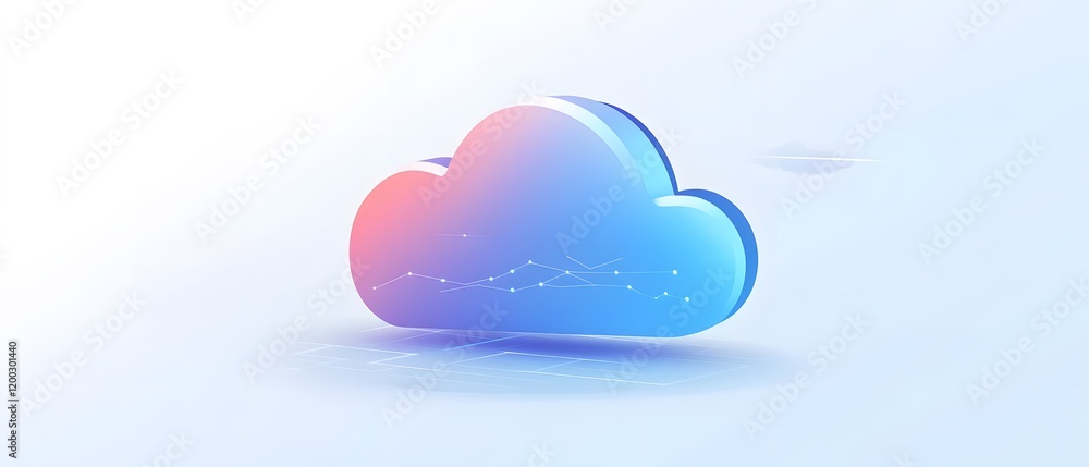 Poster a stylized digital cloud symbol representing cloud computing and data storage. ideal for illustratin
