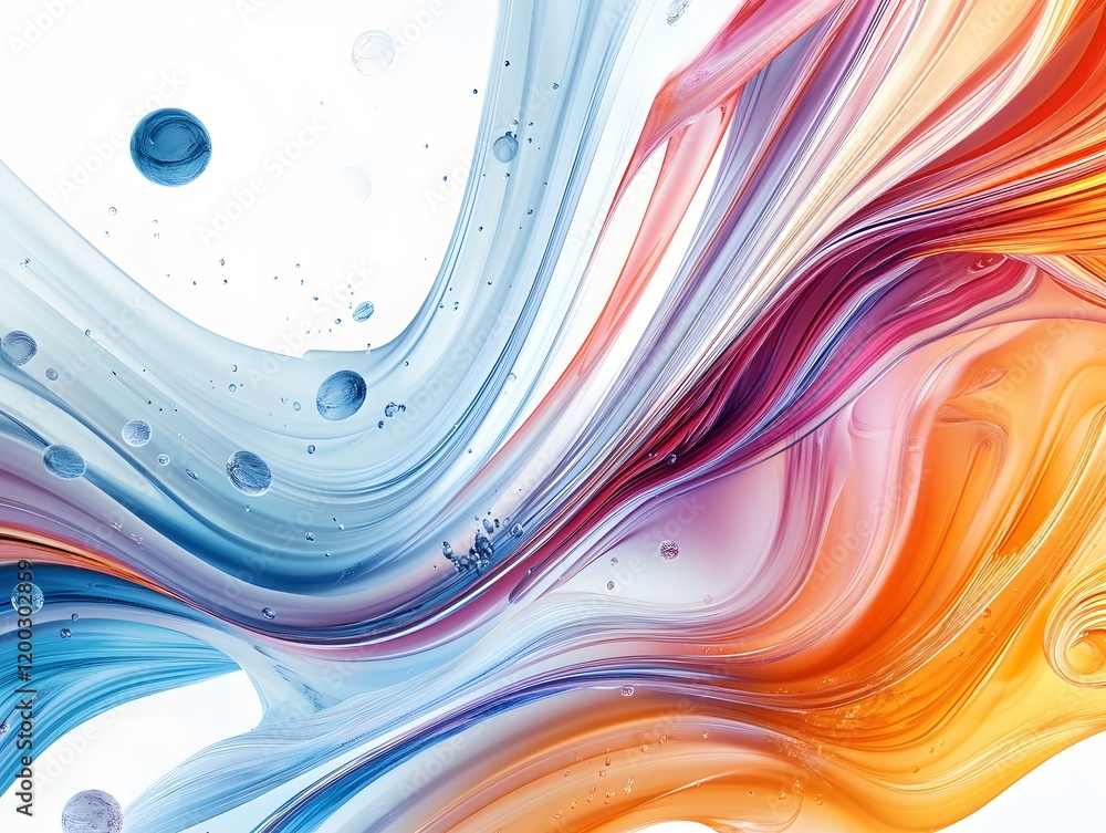 Poster an abstract swirl of vibrant colors, blending seamlessly to create a dynamic and visually appealing 