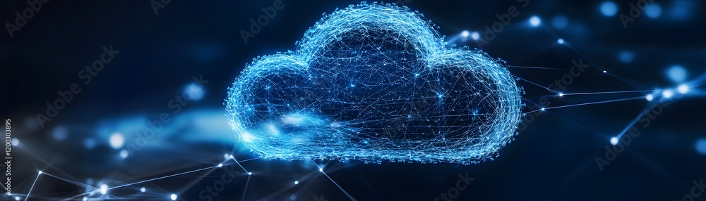 Poster this image showcases a futuristic depiction of a cloud, representing cloud computing