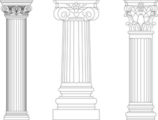 vector sketch illustration of the silhouette of a classic ethnic vintage column pillar design.eps