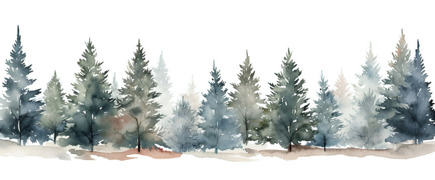 Winter Forest Watercolor